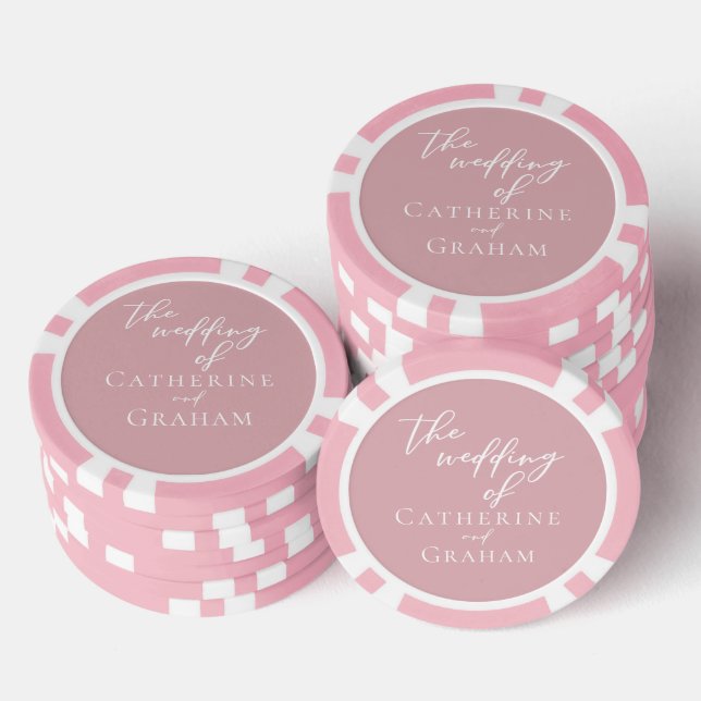 Dusty Rose Pink Wedding Personalisiert Pokerchips (Stapel)