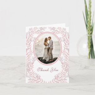 Dusty Rose Pink Wedding Vintag Botanisch Dankeskarte