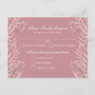 Dusty Rose Pink Wedding Vintag Botanisch Feiertagspostkarte
