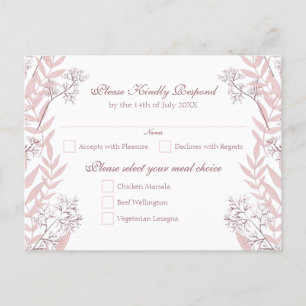 Dusty Rose Pink Wedding Vintag Botanisch Feiertagspostkarte