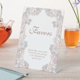 Dusty Rose Pink Wedding Vintag Botanisch Sockelschild