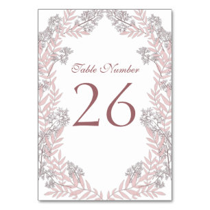Dusty Rose Pink Wedding Vintag Botanisch Tischnummer
