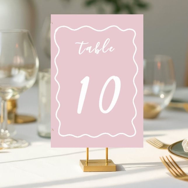 Dusty Rose Pink Weiße Whimsy-Schneckenrand-Dekor  Tischnummer (Dusty Rose Pink Hand Drawn Table Numbers.)
