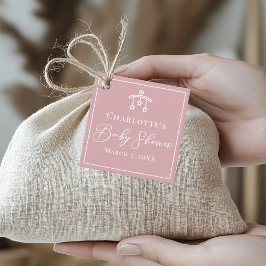 Dusty Rose Pink White Baby Dusche Party Geschenkanhänger