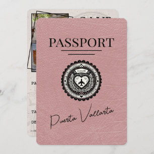 Dusty Rose Puerta Vallarta Reisepass Save the Date