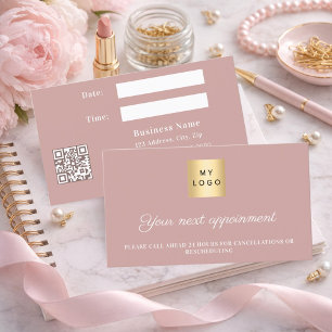 Dusty Rose QR Geschäftslogo Termin Karte