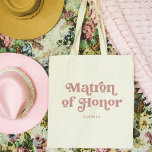 Dusty Rose Retro Boho Typografie | Matron of Honor Tragetasche<br><div class="desc">Diese trendige,  schlichte Tasche enthält die Worte "Matron of Honor" in der Retro staubigen Rose rosa Typografie,  zusammen mit einem Platz für ihren Namen,  und ist das perfekte Geschenk für Mitglieder Ihres Brautparty.</div>