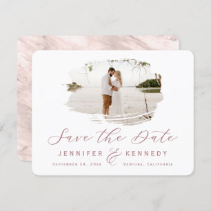 Dusty Rose Romantischer Rahmen mit Foto Save The Date
