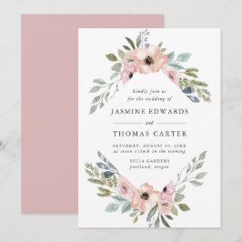 Dusty Rose Rosa Aquarellrahmen | Hochzeit Einladung