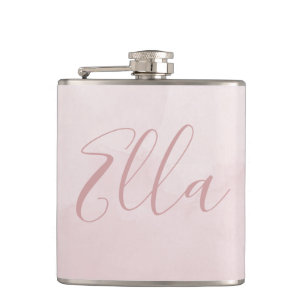 Dusty Rose Rosa Blush Girls Name Flachmann