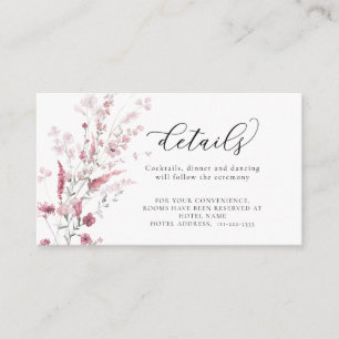 Dusty Rose Rosa Blush Wilde Blume Hochzeitdetails Begleitkarte