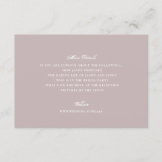Dusty Rose Rosa Formal Classic Hochzeit Begleitkarte