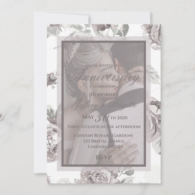 Dusty Rose rosa individuelles Jubiläumspaar Foto Ankündigung (Vorderseite)