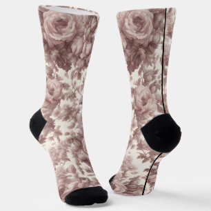 Dusty Rose Rosa Marbella Toile Crew Socken