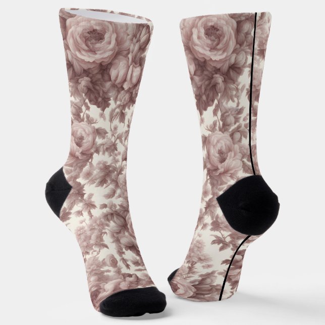 Dusty Rose Rosa Marbella Toile Crew Socken (Gewinkelt)