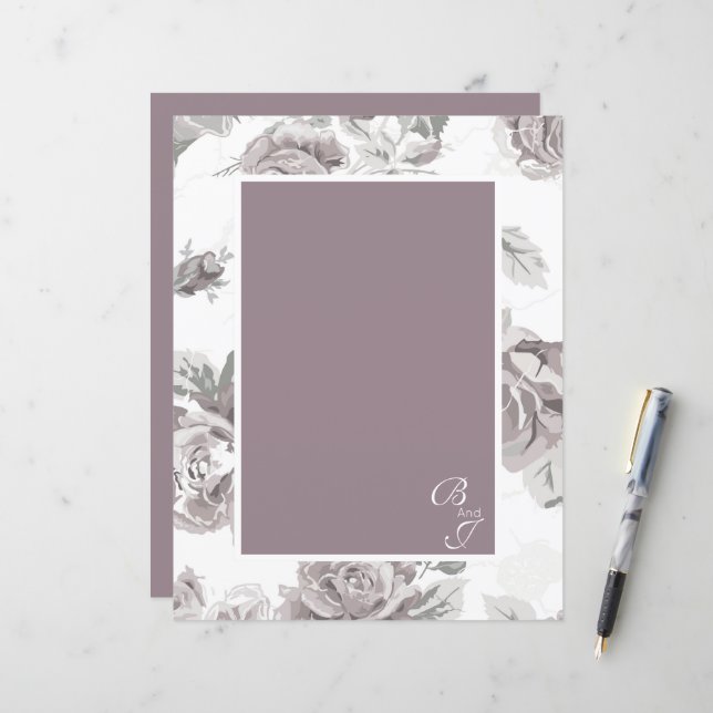 Dusty Rose rosa Stationary (Vorderseite/Rückseite Beispiel)