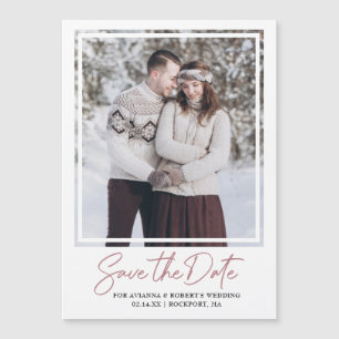 Dusty Rose Rosa Text und Foto Save the Date Magneteinladung