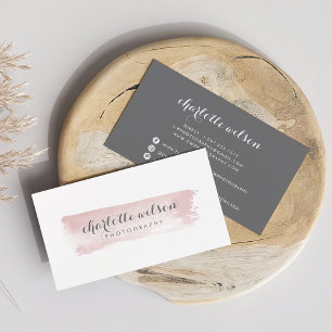 Dusty-Rose-Rosa- und Graufarben-Logo Visitenkarte