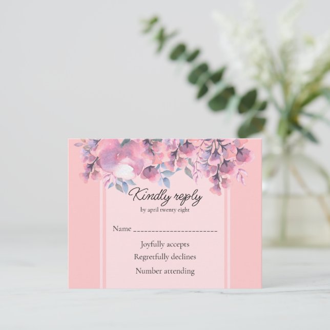 Dusty Rose RSVP Karte (Stehend Vorderseite)