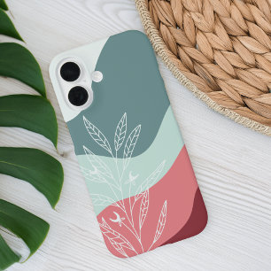 Dusty Rose & Sage Boho Color Flow botanisch iPhone 16 Hülle