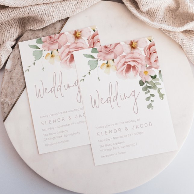 Dusty Rose & Sage Floral Wedding Einladung (Von Creator hochgeladen)