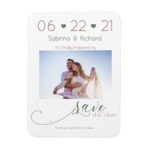 Dusty Rose & Sage Foto Save the Date Minimalistisc Magnet