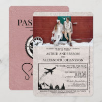 Dusty Rose Schweden Pass Einladung Hochzeit