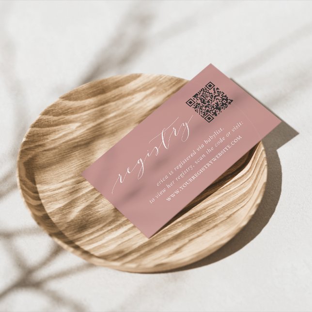 Dusty Rose Script Bridal oder Baby Shower Registry Begleitkarte (Von Creator hochgeladen)