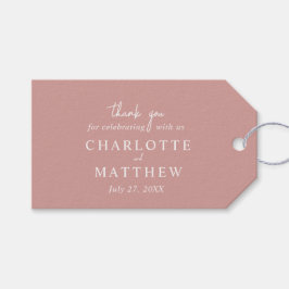 Dusty Rose Script Vielen Dank Hochzeitszettel Geschenkanhänger