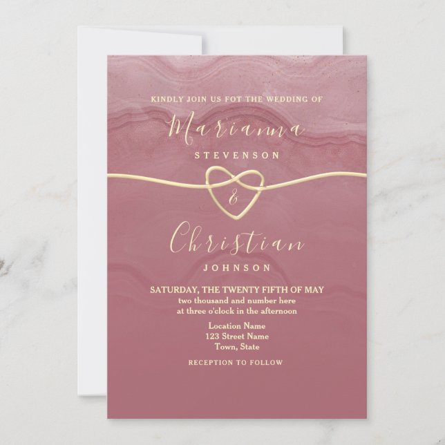 Dusty Rose Script Wedding Einladung (Vorderseite)