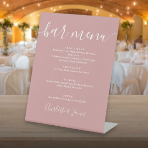 Dusty Rose Signature Script Wedding Bar Menu Sockelschild
