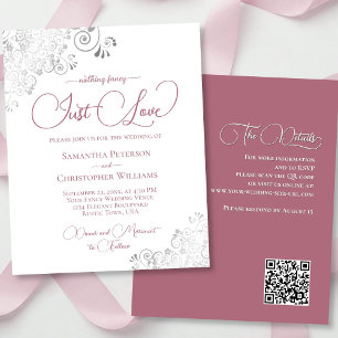 Dusty Rose Silver QR Code HAUSHALT Hochzeit einlad