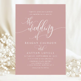 Dusty Rose Simple Modern Script Wedding Einladung