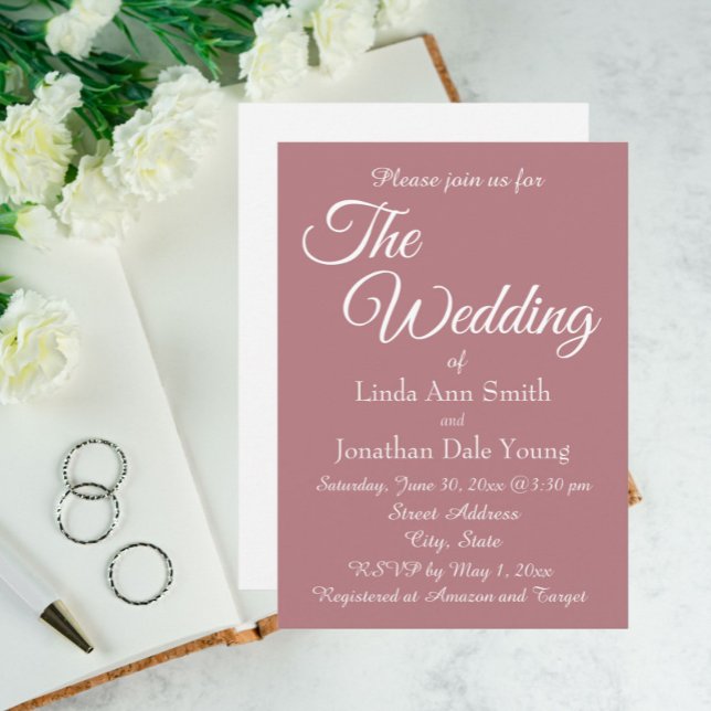 Dusty Rose Simple Style Wedding Einladung (In Situ Wedding)