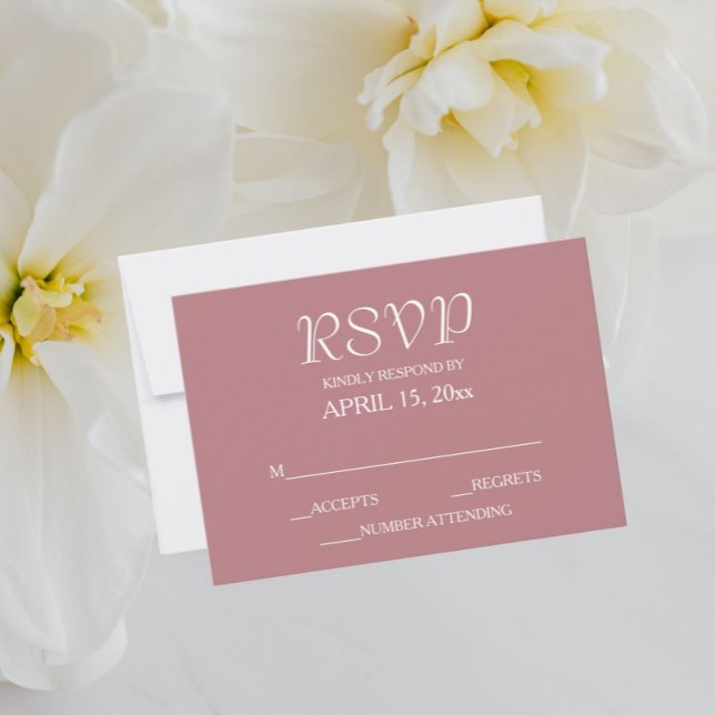 Dusty Rose Simple Style Wedding RSVP Karte (In Situ Wedding)