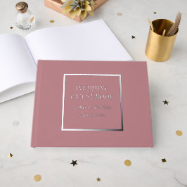 Dusty Rose Simple Stylized Lettering Wedding Gästebuch