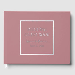 Dusty Rose Simple Stylized Lettering Wedding Gästebuch