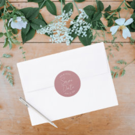 Dusty Rose Stilisierte Hochzeit Speichern Sie das  Runder Aufkleber