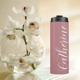 Dusty Rose Stylized Wedding Bridesmaid Name Thermosbecher