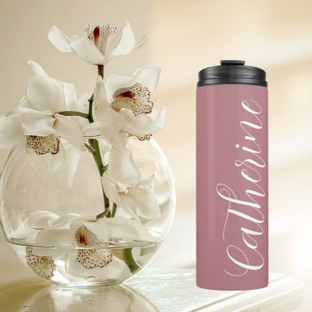 Dusty Rose Stylized Wedding Bridesmaid Thermosbecher (In Situ)