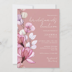 Dusty Rose Transparent Blumenbridesmaids Luncheon Einladung