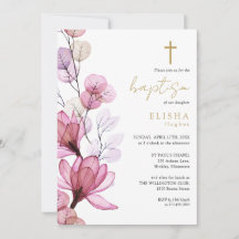 Dusty Rose Transparente Blumenmonogramm Taufe