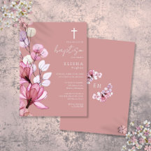 Dusty Rose Transparente Blumenmonogramm Taufe