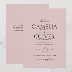 Dusty Rose Typografie nur Hochzeit Einladung