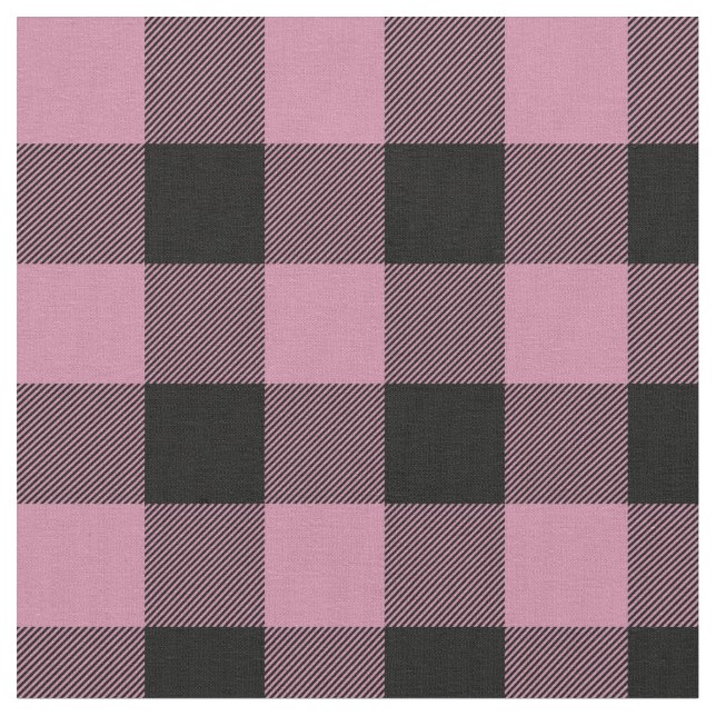 Dusty Rose und Black Buffalo Kariert Stoff (Nahaufnahme)