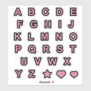 Dusty Rose und Black Hauptstadt Letters Alphabet Aufkleber