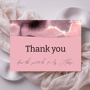 Dusty Rose und Black Modern Minimalistisch Dankeskarte