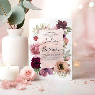 Dusty Rose und Burgund Floral Engagement Party Einladung