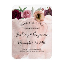 Dusty Rose und Burgund Floral Save the Date Magnet