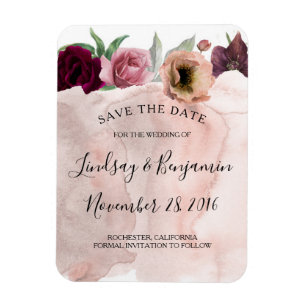Dusty Rose und Burgund Floral Save the Date Magnet